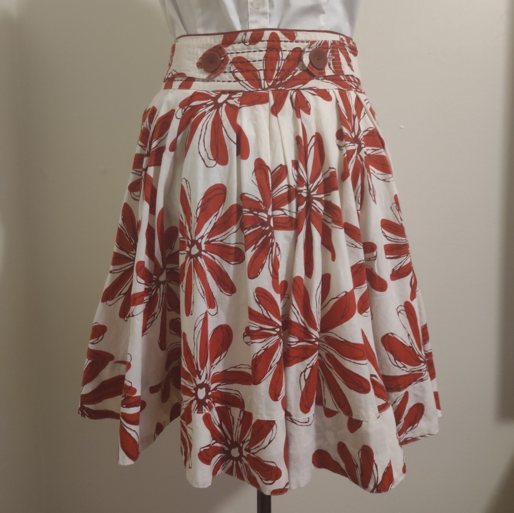Red and white floral skirt